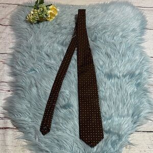 NWT David Donahue Patterned Brown Silk Tie